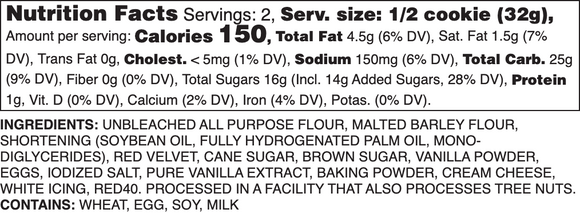 Red Velvet Nutrition Label