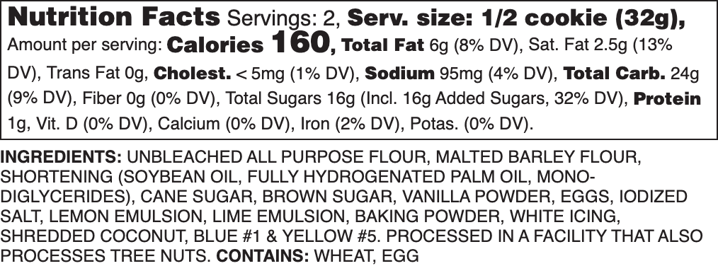 Summer Breeze Nutrition Label