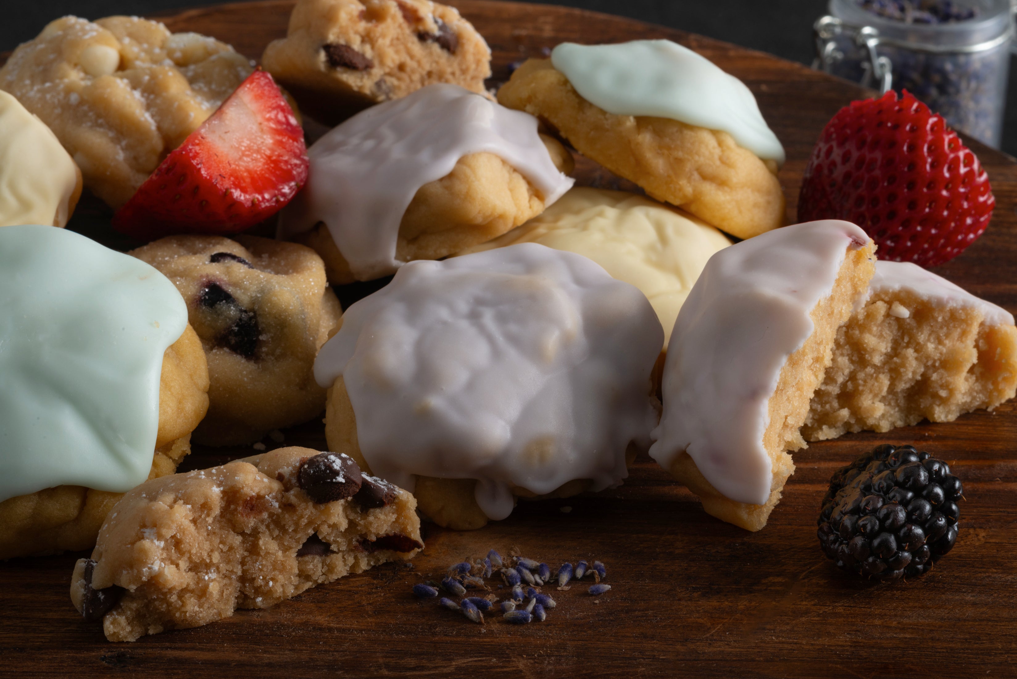 Summer flavors with fruit on a wooden board.