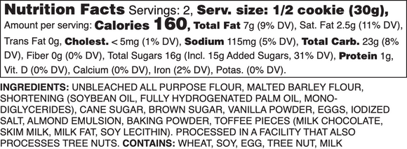 Sugared Almond Toffee Nutrition Label