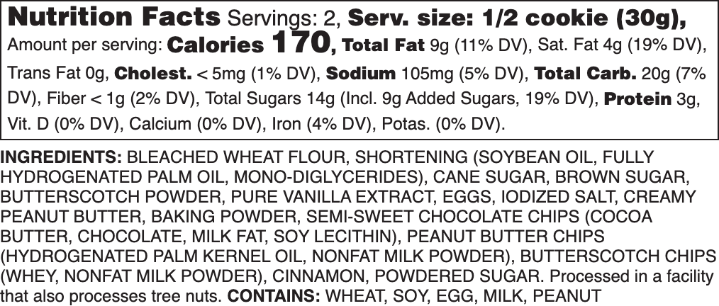 The Trio Nutrition Label.
