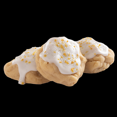 Our gourmet, handcrafted Iced Sugar Gems cookie, made with vanilla dough and vanilla icing with sprinkles.