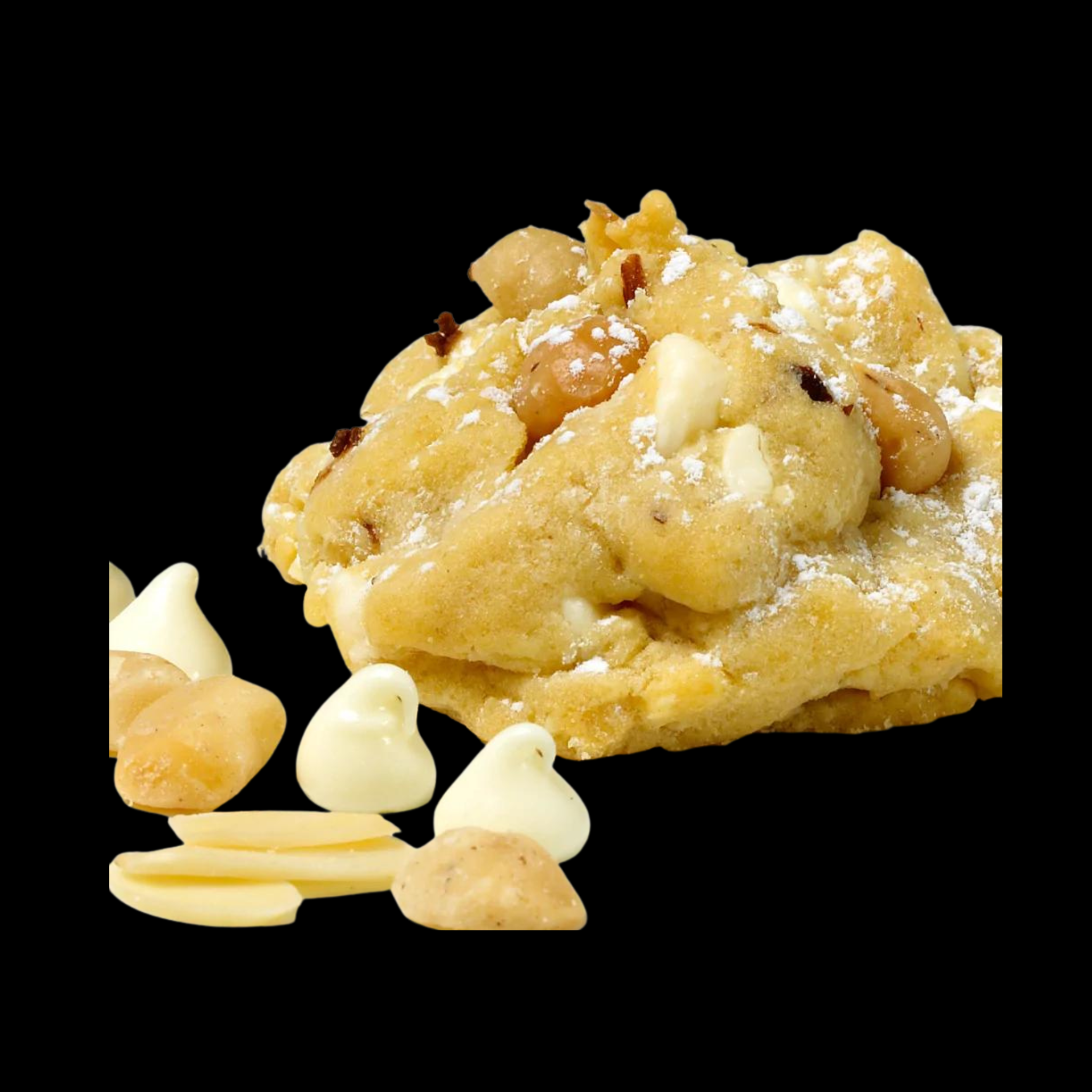 Our gourmet, handcrafted White Chocolate Almond Macadamia cookie. | Monica's Gourmet Cookies